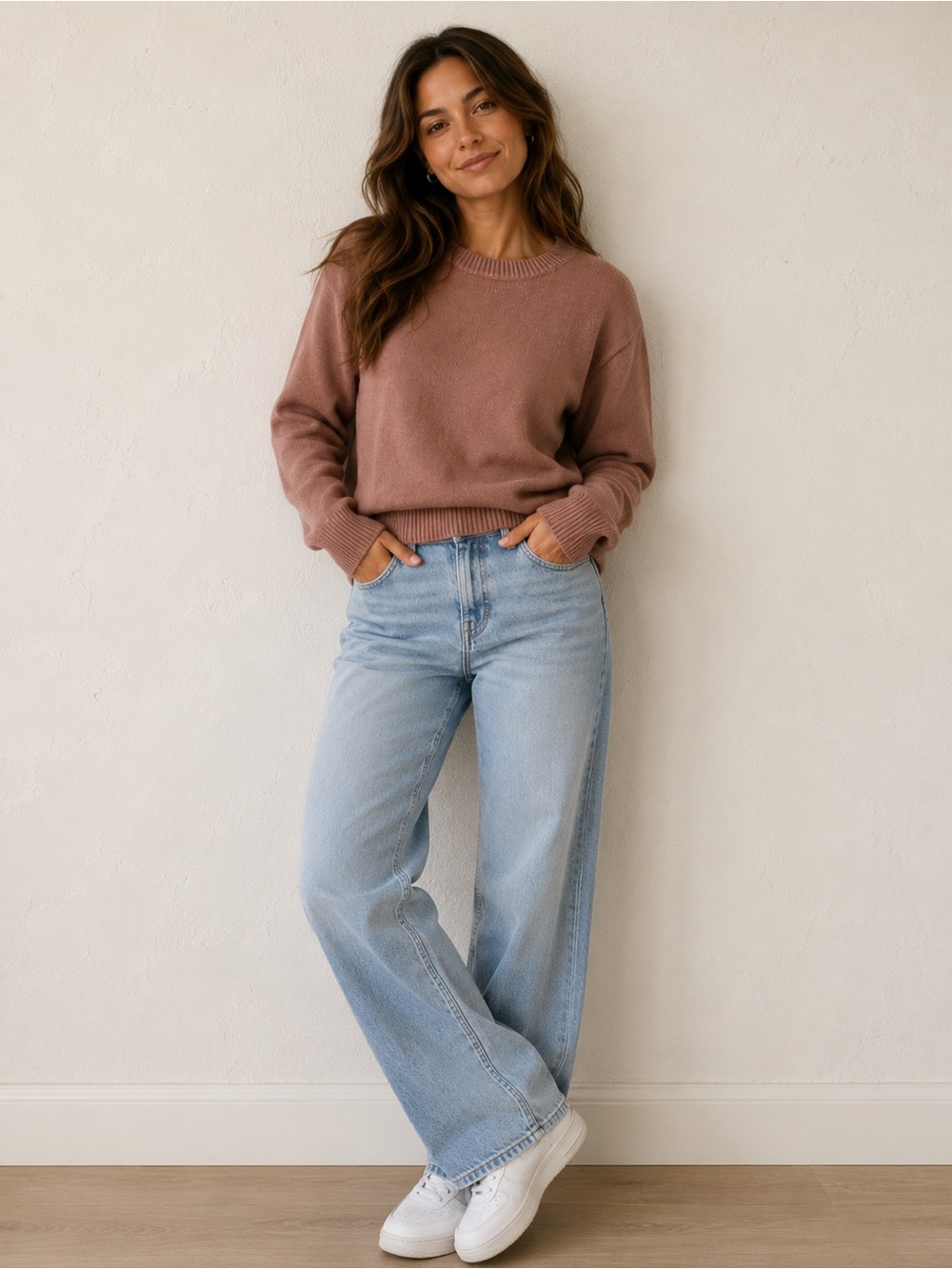 Elegant Mauve Crew Neck Sweater